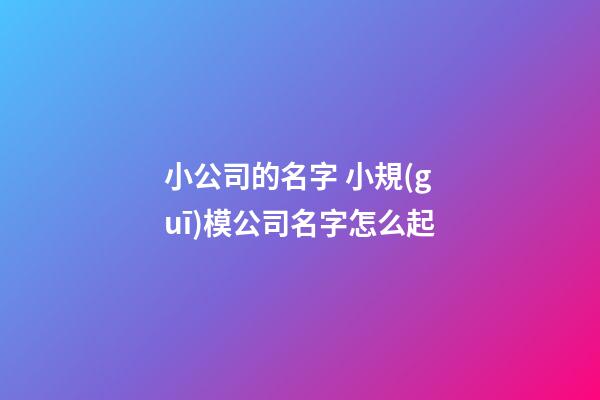 小公司的名字 小規(guī)模公司名字怎么起-第1張-公司起名-玄機(jī)派
